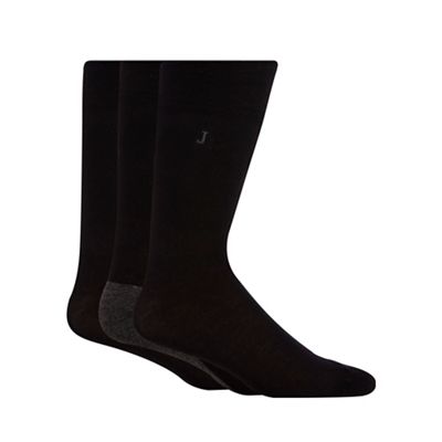 J by Jasper Conran Designer pack of three black cotton blend socks
